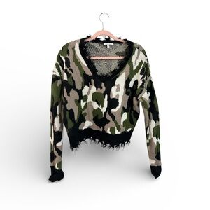 Cloud Chaser Camouflage V-Neck Sweater